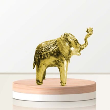 Brass Elephant Statue (6x7 Inch)