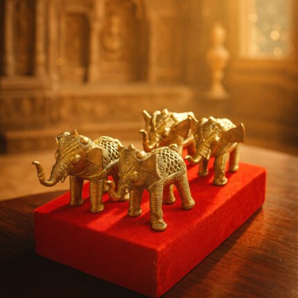 Brass statue with Four Elephent (7x3.5inch)